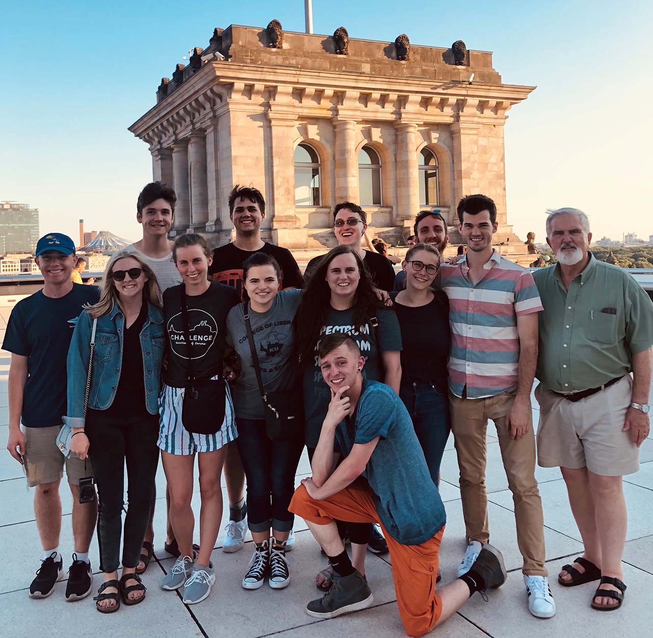 Bill Keel with study abroad students atop The Bundestag in Berlin