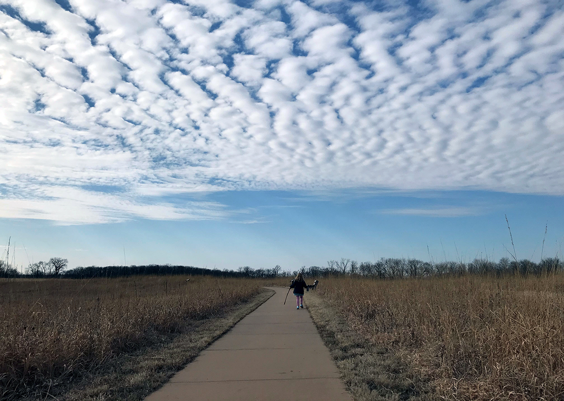 Child hiking at KU Field Station